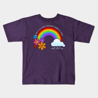 Be Kind to one another Scripture with Rainbow and Flowers Kids T-Shirt